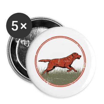 Laufender Jagdhund Naturmotiv - foxred Labrador - Buttons groß 56 mm (5er Pack) - Weiß - Vorne