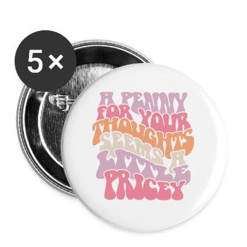 Liebevolle Selbstgedanken mit buntem Text - Buttons groß 56 mm (5er Pack) - Weiß - Vorne