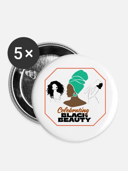 Lebendiges Afro-Frauen-Feier-Design - Buttons groß 56 mm (5er Pack) - Weiß