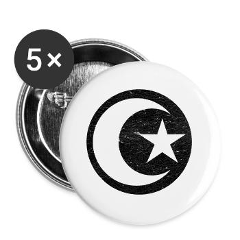 Crescent and star islam black circle - Buttons large 2.2''/56 mm (5-pack) - white - Front