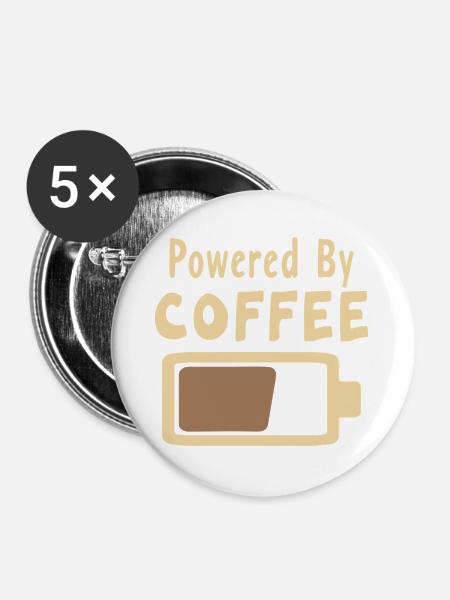 Kaffeeliebe Motiv auf Kleidung - Buttons groß 56 mm (5er Pack) - Weiß