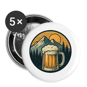 Mountain Forest Beer Mug Sunset - Buttons large 2.2''/56 mm (5-pack) - white - Front