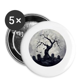 Dark Ghost Trees with Cemetery - Buttons large 2.2''/56 mm (5-pack) - white - Front