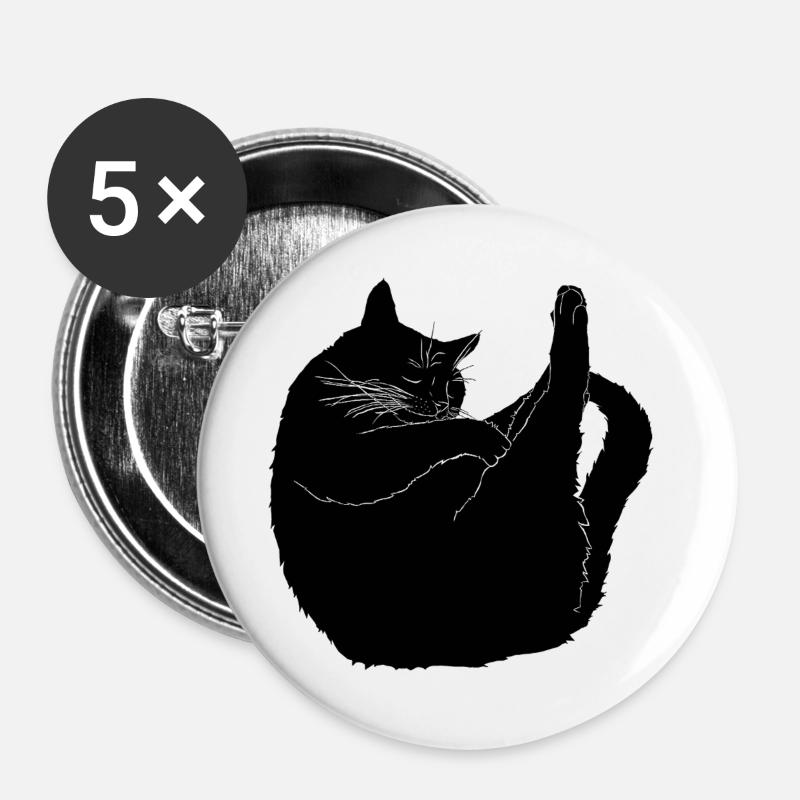 Cat doing sleep yoga - Buttons large 2.2''/56 mm (5-pack) - white