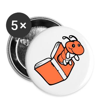 bookworm caterpillar nerd book hole geek worm read - Buttons large 2.2''/56 mm (5-pack) - white - Front