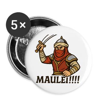 Arab Warrior – "Maulei!!" - Buttons large 2.2''/56 mm (5-pack) - white - Front