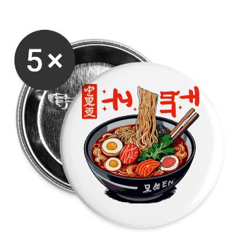 Illustration de bol de ramen vif - Lot de 5 grands badges (56 mm) - blanc - Devant