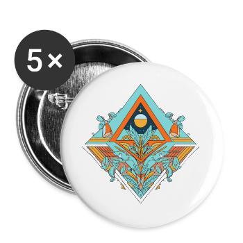 Celestial Dreamscape Geometrisches Design - Buttons groß 56 mm (5er Pack) - Weiß - Vorne