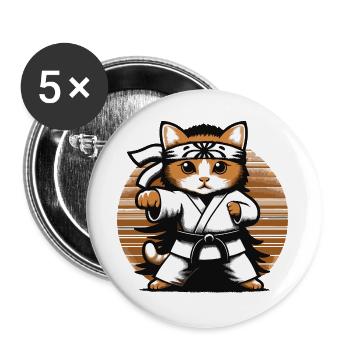 Kawaii Cat Karate Dojo Design - Buttons large 2.2''/56 mm (5-pack) - white - Front
