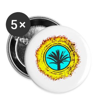 Palmen Illustration mit Farbexplosion Mallorca - Buttons groß 56 mm (5er Pack) - Weiß - Vorne