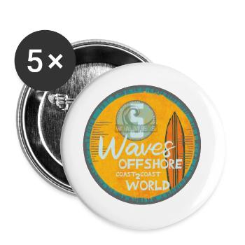 Surf-Wellen Offshore Design - Buttons groß 56 mm (5er Pack) - Weiß - Vorne