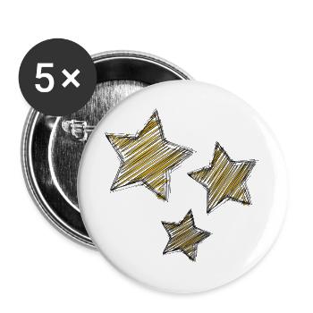 Bright stars in golden stripes - Buttons large 2.2''/56 mm (5-pack) - white - Front