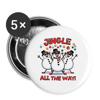 Disco Schneemänner – Jingle All the Way - Buttons groß 56 mm (5er Pack) - Weiß - Vorne