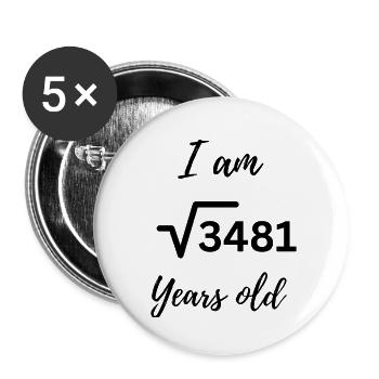 √3481 – 59 years old and not a bit boring - Buttons large 2.2''/56 mm (5-pack) - white - Front