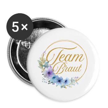 Team Bride! Circle, Floral, Blue, Purple, Gold - Buttons large 2.2''/56 mm (5-pack) - white - Front