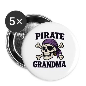 Pirate Grandma - Buttons large 2.2''/56 mm (5-pack) - white - Front