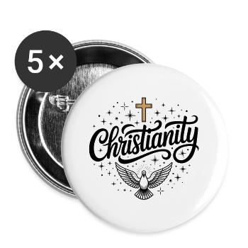 Christianity - Christian Logo - Buttons large 2.2''/56 mm (5-pack) - white - Front