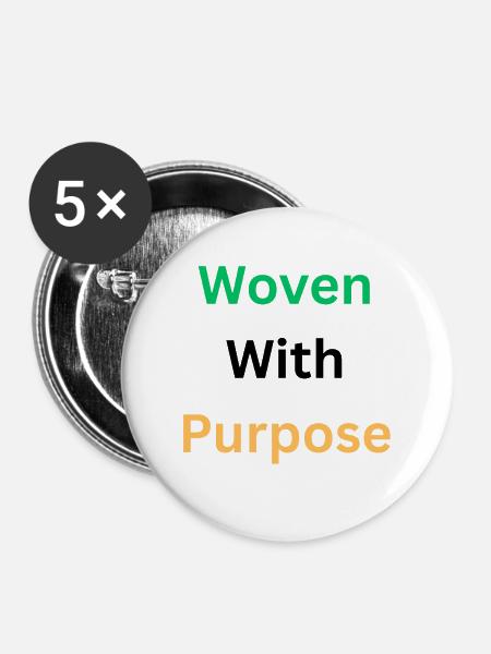 Gewebte Zweck-Inspirationsgrafik - Buttons groß 56 mm (5er Pack) - Weiß