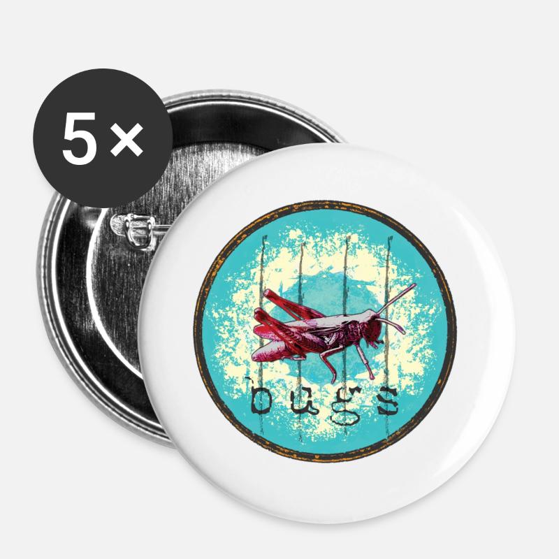 Jungle Grasses and Crickets Illustration - Buttons large 2.2''/56 mm (5-pack) - white