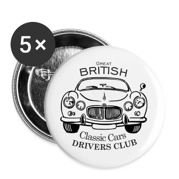 GB Classic Cars Driver Club - Buttons groß 56 mm (5er Pack) - Weiß - Vorne