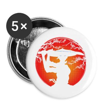 Fille Samouraï et fleurs de cerisier - Lot de 5 grands badges (56 mm) - blanc - Devant
