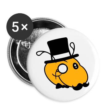 Caterpillar Sir Lord Rich Monocle Lunettes Chapeau haut de forme - Lot de 5 grands badges (56 mm) - blanc - Devant
