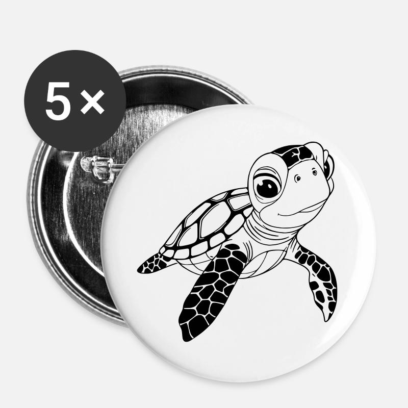 Turtle - Buttons large 2.2''/56 mm (5-pack) - white