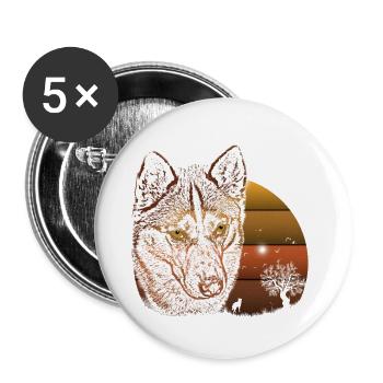 Wild animal portrait at sunset - Buttons large 2.2''/56 mm (5-pack) - white - Front