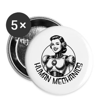 Mechanischer Mensch - Buttons groß 56 mm (5er Pack) - Weiß - Vorne