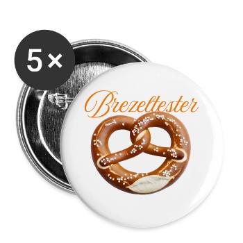 Traditioneller Brezenknoten mit Salzdekor - Buttons groß 56 mm (5er Pack) - Weiß - Vorne