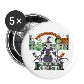 Witch with Potions and Periodic Table - Buttons large 2.2''/56 mm (5-pack) - white - Front