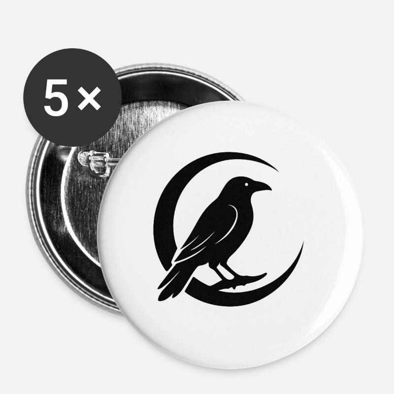 Moon Raven - Buttons groß 56 mm (5er Pack) - Weiß