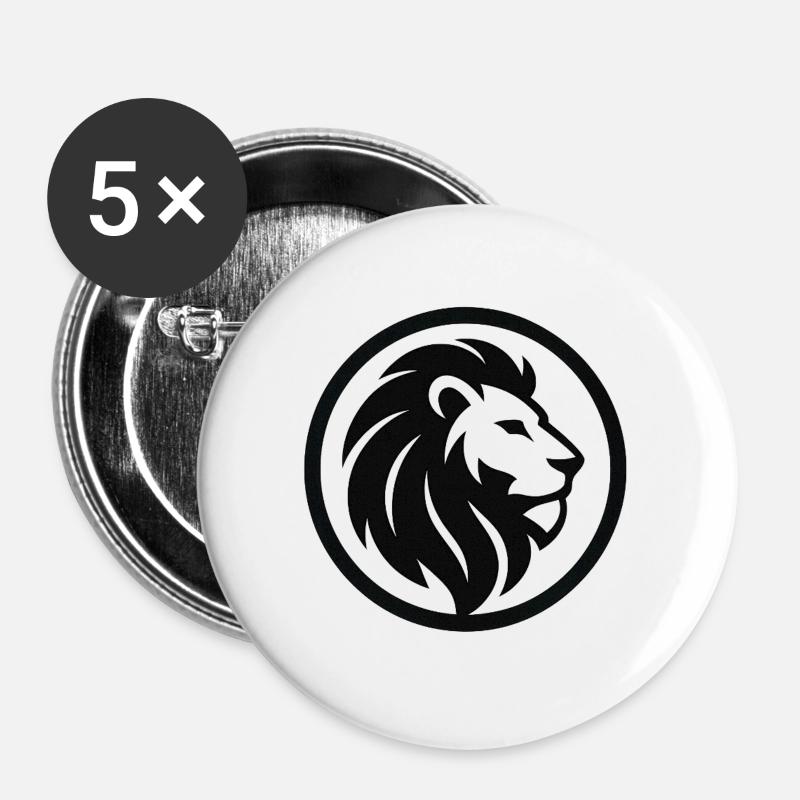 Lion Crest - Buttons groß 56 mm (5er Pack) - Weiß