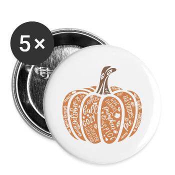 Motif citrouille joyeux Halloween - Lot de 5 grands badges (56 mm) - blanc - Devant