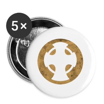 Abbildung des goldenen Kreises des Nowgorod-Kreuzes - Buttons groß 56 mm (5er Pack) - Weiß - Vorne