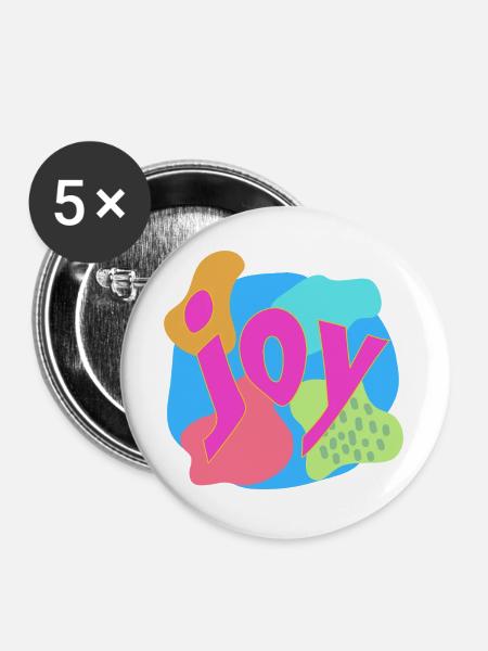 Lebendige Joy-Expression im Pop-Art-Stil - Buttons groß 56 mm (5er Pack) - Weiß