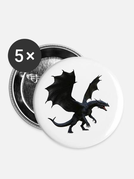 Drachenflug Fantasy Design - Buttons groß 56 mm (5er Pack) - Weiß