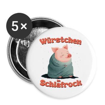 Würstchen im Schlafrock - Buttons groß 56 mm (5er Pack) - Weiß - Vorne