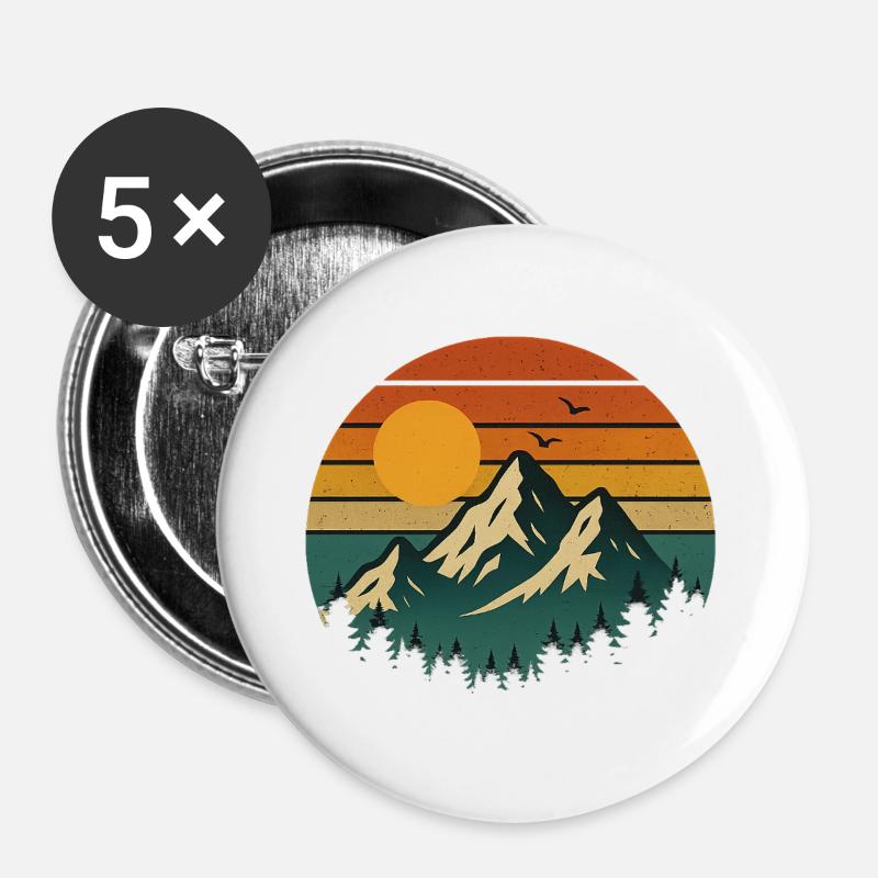 Vintage Sunset Mountain Adventure - Buttons large 2.2''/56 mm (5-pack) - white