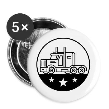 Logo du chauffeur de camion camionneur - Lot de 5 grands badges (56 mm) - blanc - Devant