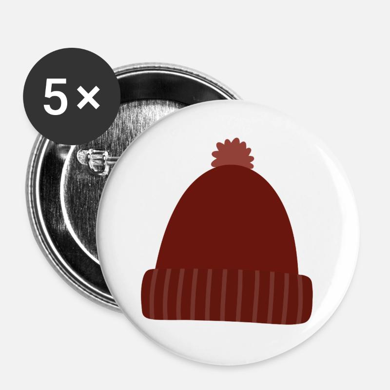 Warm Autumn Knit Beanie - Buttons large 2.2''/56 mm (5-pack) - white