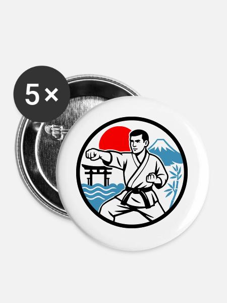Karate Nature - Buttons groß 56 mm (5er Pack) - Weiß