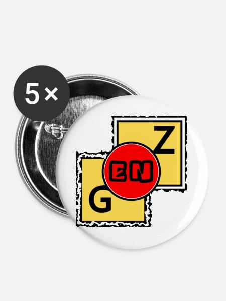 GEN Z Blöcke - Buttons groß 56 mm (5er Pack) - Weiß