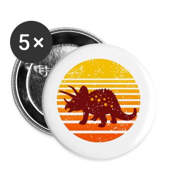 Motif de coucher de soleil de dinosaure - Lot de 5 grands badges (56 mm) - blanc - Devant