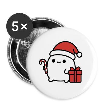 Christmas Cookie with Santa Hat - Buttons large 2.2''/56 mm (5-pack) - white - Front