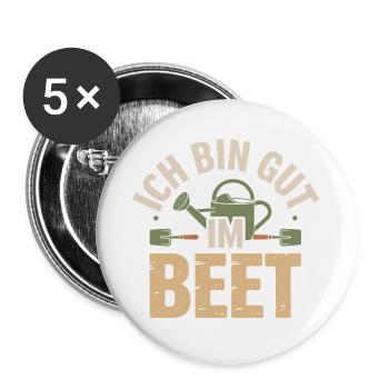 Garten - ich bin gut im Beet - Buttons groß 56 mm (5er Pack) - Weiß - Vorne