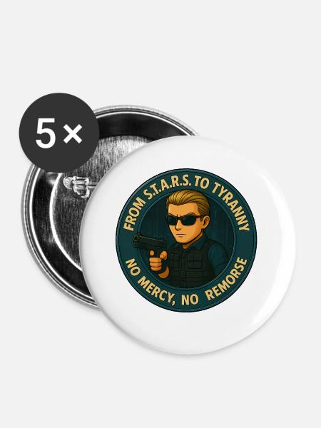 Von S.T.A.R.S. zur Tyrannei - Buttons groß 56 mm (5er Pack) - Weiß