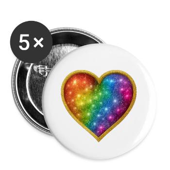 Cœur de galaxie avec contour doré - Lot de 5 grands badges (56 mm) - blanc - Devant
