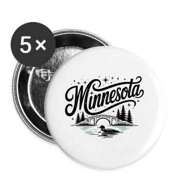 Minnesota - Souvenir USA State Design - Buttons groß 56 mm (5er Pack) - Weiß - Vorne