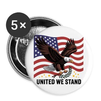 Adler und Flagge - Buttons groß 56 mm (5er Pack) - Weiß - Vorne